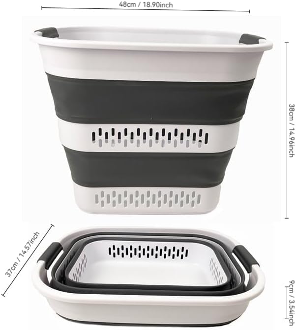 SAMMART Zusammenklappbarer Wäschekorb aus Kunststoff, 40 l, faltbarer Pop-Up-Aufbewahrungsbehälter/O