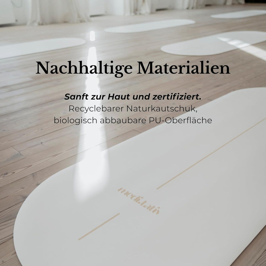 Ovale Yogamatte &amp; Pilatesmatte in Kapselform | 190×68×0,42cm | Gelenkschonend &amp; Rutschfest aus Natur