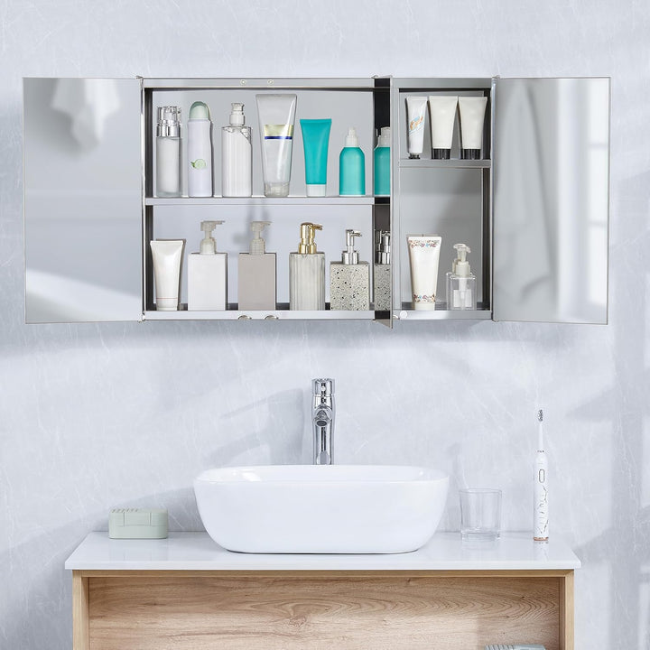 Bath Vida Designs Tiano Badezimmerschrank, dreifacher Spiegel, Wandmontage, moderner Aufbewahrungssc