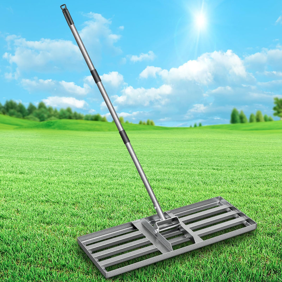 Rasen Nivellierrechen 76×26 cm, Heavy-Duty Garten Rasenrakel aus Karbonstahl, vollverschweisste Nive