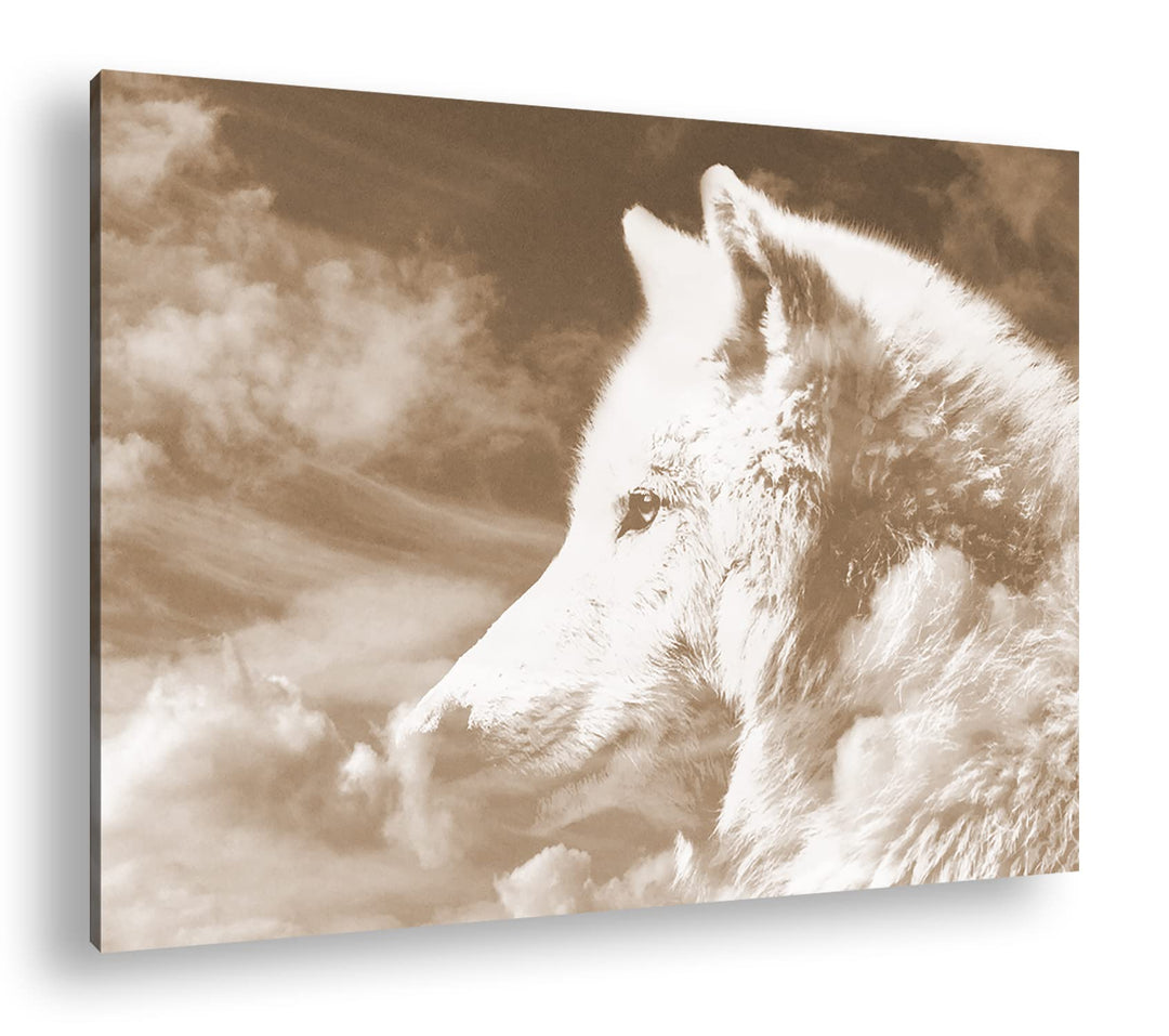 deyoli himmlicher stolzer Wolf Format: 80x60 Effekt: Sepia als Leinwandbild, Motiv fertig gerahmt au