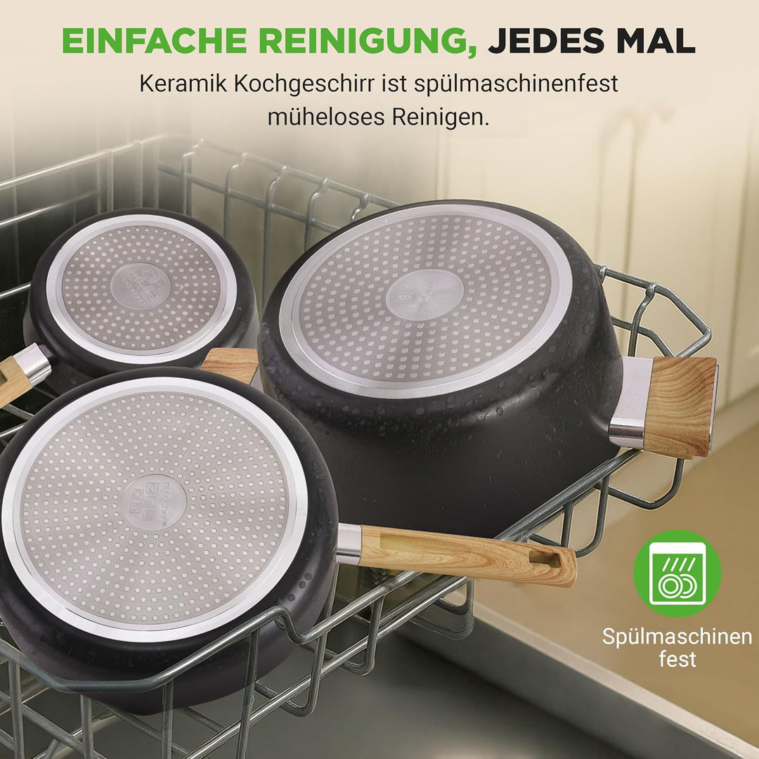 NutriChef Keramik Topfset und Pfannenset – 14-teilig für Induktion mit Antihaftbeschichtung, inklusi