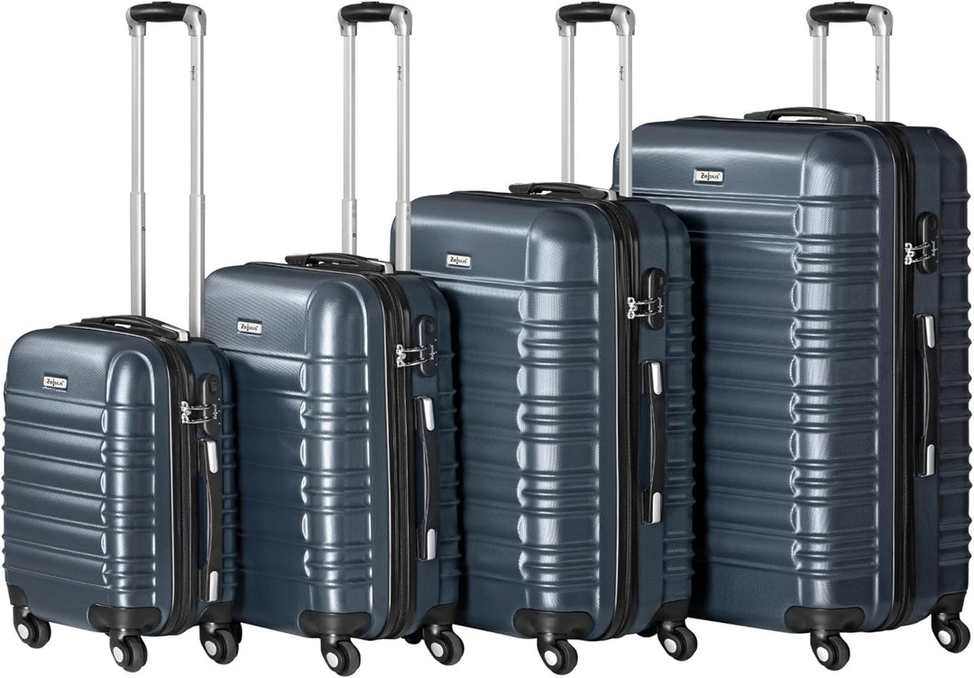 Zelsius Koffer Set 4 Stück, Anthrazit | ABS Hartschalenkoffer mit Zahlenschloss, 4 Rollen und Innen