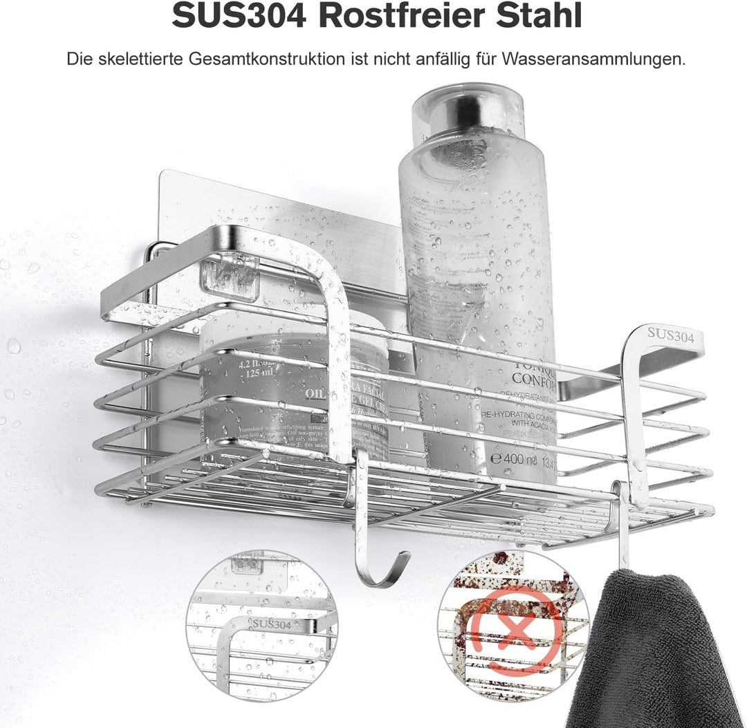 Carehabi Duschablage Ohne Bohren 2 Stück Badezimmer Organizer Duschregal Ohne Bohren Edelstahl Dusch