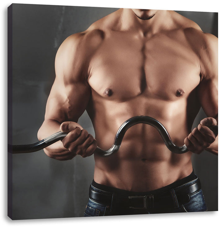 Pixxprint Bodybuilding, Format: 70x70 auf Leinwand, XXL riesige Bilder fertig gerahmt mit Keilrahmen