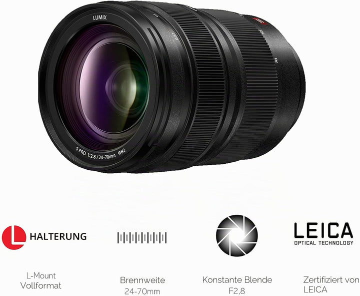 Panasonic S-E2470E LUMIX S PRO Objektiv (24-70mm, F2.8, Staub, Spritzwasser und Kälteresistent) Schw
