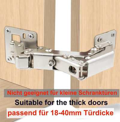 Qrity 4 X Aufschraubscharnier mit Feder Öffnungswinkel 170° Küche Schrank Türscharniere +16 Schraube