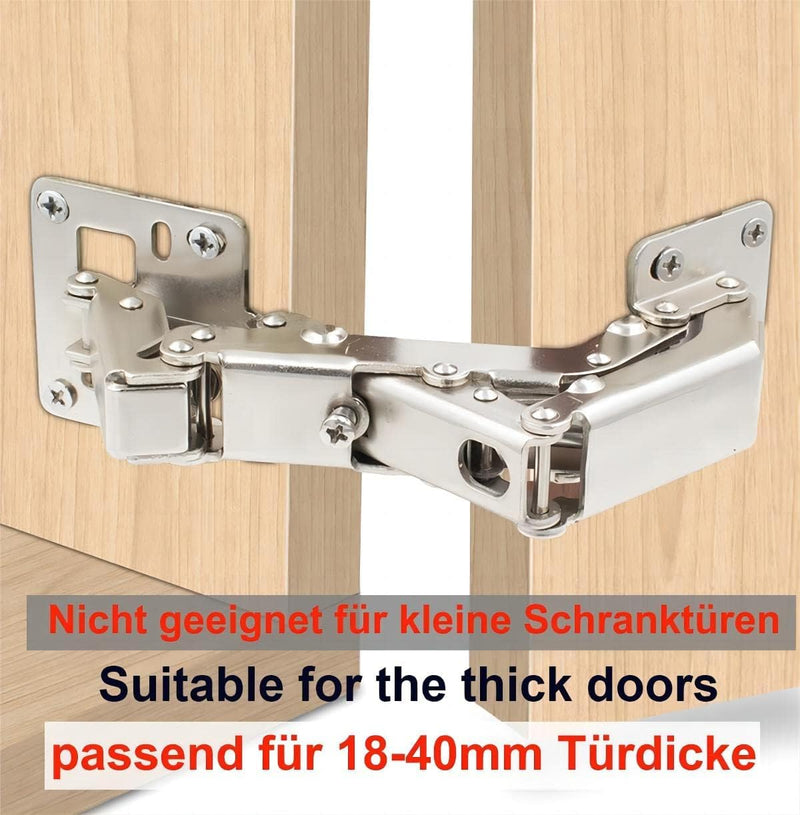 Qrity 4 X Aufschraubscharnier mit Feder Öffnungswinkel 170° Küche Schrank Türscharniere +16 Schraube