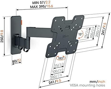 Vogel's Quick TVM 1245 Schwenkbare TV-Wandhalterung für 19-43 Zoll Fernseher, Max. 15 kg, Schwenkbar