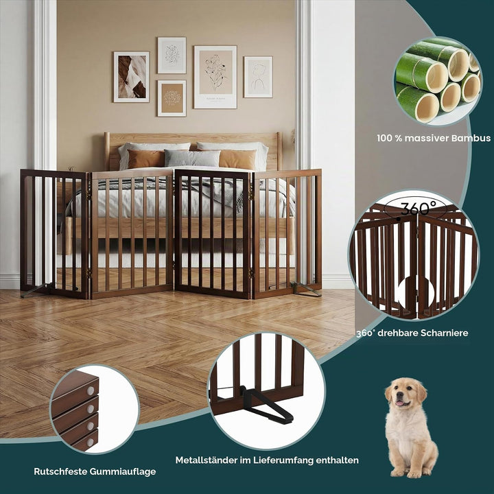 Semiocthome Hochausführung Hundeabsperrgitter, 4-teilig faltbar für den Innenbereich, 61 cm hoch und