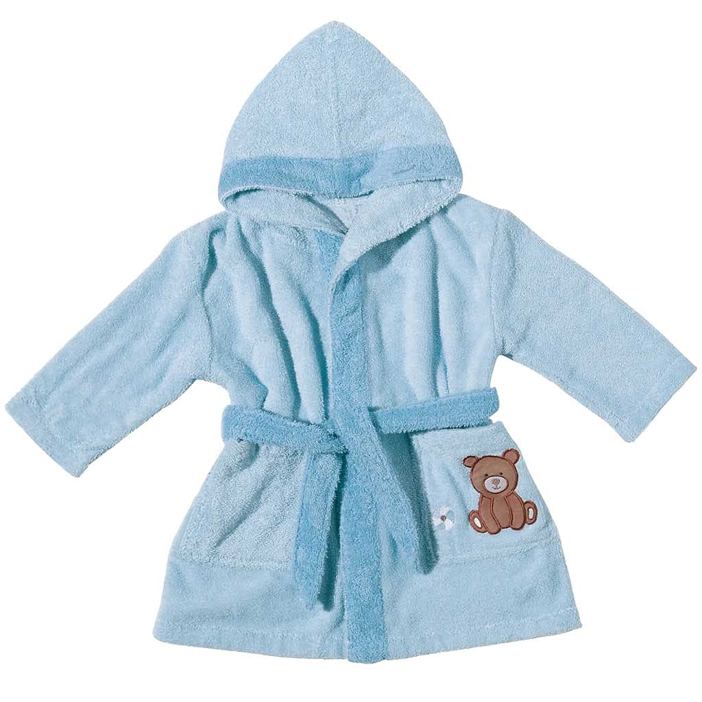 Egeria 501018 Teddy Bear Kapuzenmantel Baby Bademantel, Bio Baumwolle, 32 x 24 x 10 cm, Sky 104 sky,