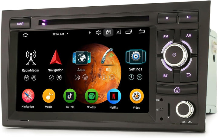 Erisin 8-Kern 4GB+64GB Android 14 Autoradio Bluetooth GPS Navigation Für Audi A4 S4 RS4 RNS-E SEAT E