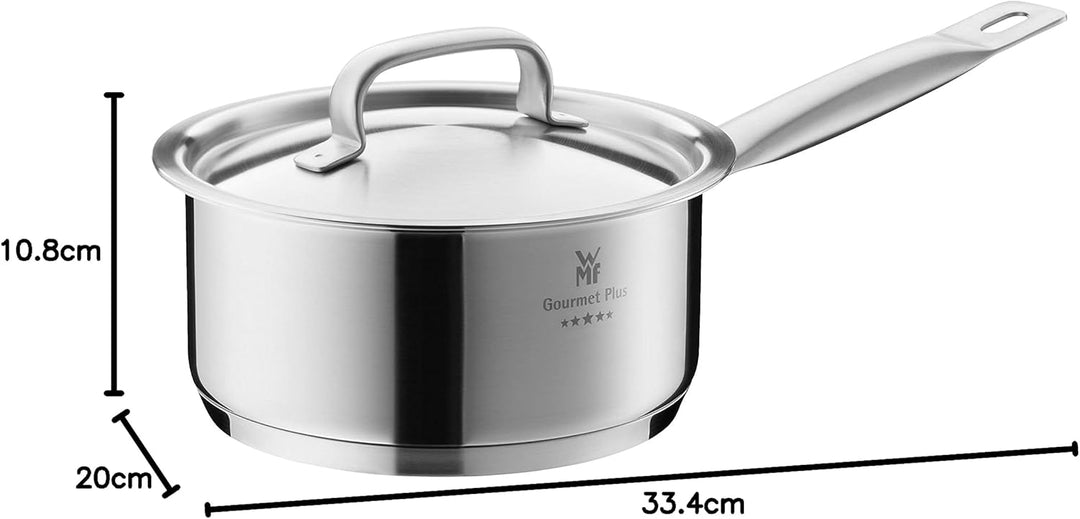 WMF Gourmet Plus Stielkasserolle 16cm, Metalldeckel mit Dampföffnung, Kochtopf klein 1,4l, Induktion