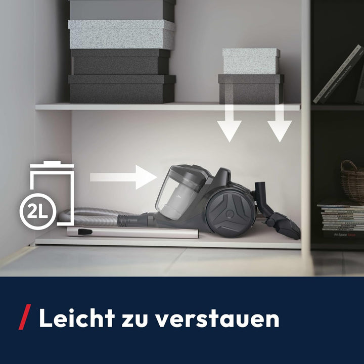 Hoover HP1 Staubsauger beutellos, leistungsstarker Bodenstaubsauger mit 2L-Behälter, EPA-Staubfilter