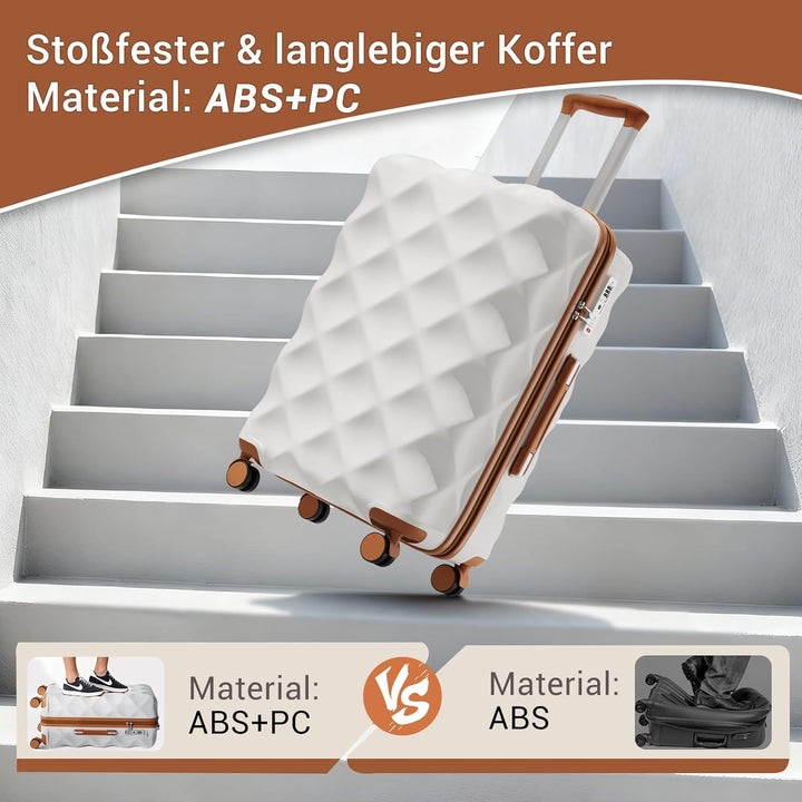 British Traveller Gross Koffer 74.5x49x30.5cm Leichter Reisekoffer aus ABS+PC mit TSA-Schloss, 4 Rol