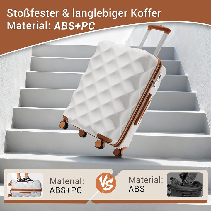 British Traveller Gross Koffer 74.5x49x30.5cm Leichter Reisekoffer aus ABS+PC mit TSA-Schloss, 4 Rol