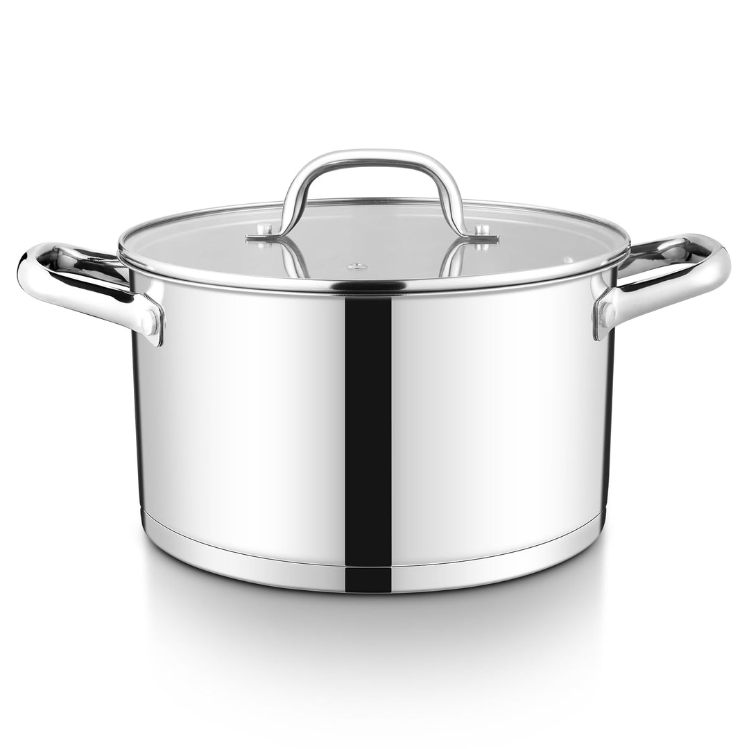 Onader 20cm Kochtopf, 3-Lagiger Boden Edelstahl Topf Induktion mit Glasdeckel, 3,7L nudeltopf Suppen