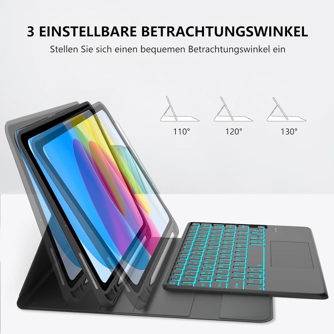 Hülle Tastatur für iPad A16 11. Gen 11" 2025, iPad 10. Gen 2022 10.9" | Touchpad Magnetische Hinterg