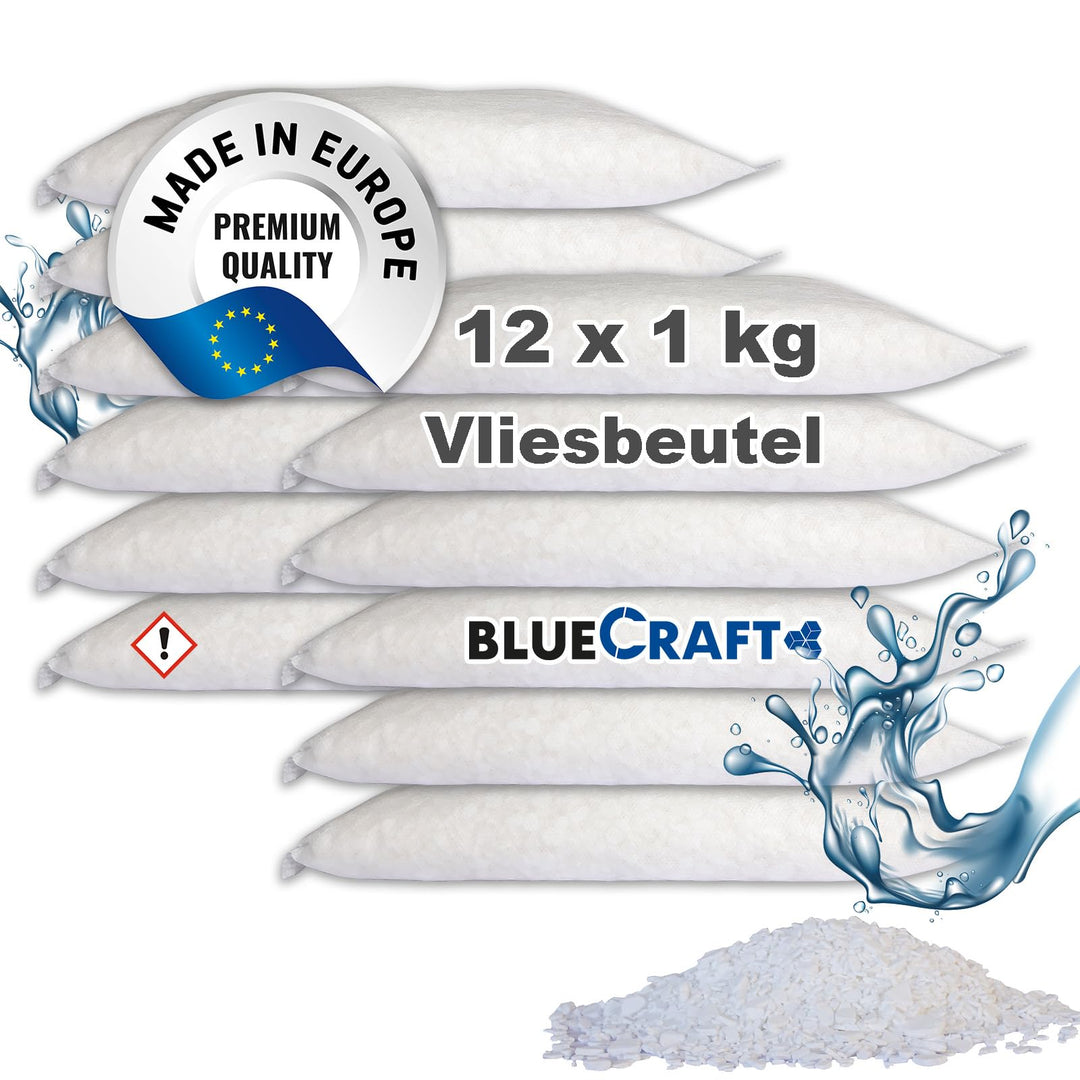 Bluecraft 12x 1kg Luftentfeuchter Nachfüllpack Entfeuchter Granulat im Vliesbeutel Raumentfeuchter o