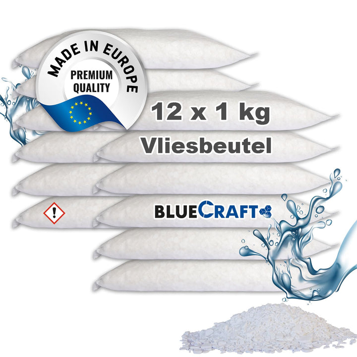 Bluecraft 12x 1kg Luftentfeuchter Nachfüllpack Entfeuchter Granulat im Vliesbeutel Raumentfeuchter o