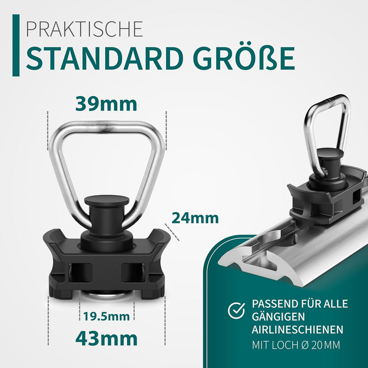 Airlineschiene Fittinge (10er Set) | Stabile Zurrösen mit 1000 daN Tragfähigkeit | Standardgrösse Ø