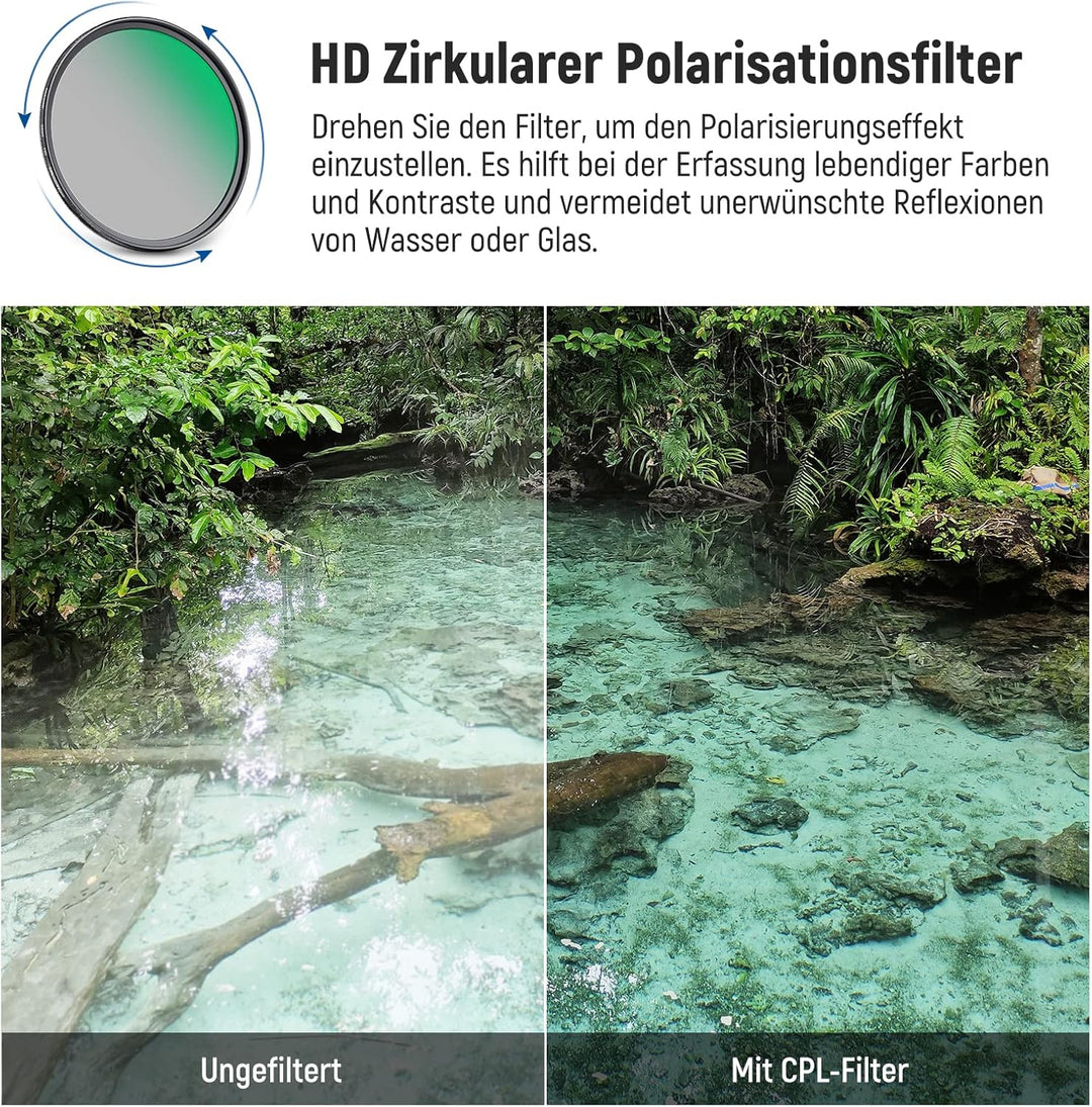 NEEWER 62mm CPL UV Filter Set, Zirkular Polfilter(Polarisationsfilter)/UV Schutz Objektivfilter Set