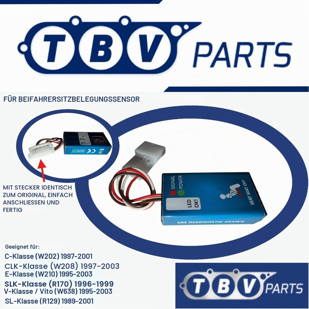 TBVPARTS Emulator Sensor Belegung Sitzmatte SRS Copilot-Simulator Bypass-Simulator für W202 1997-200