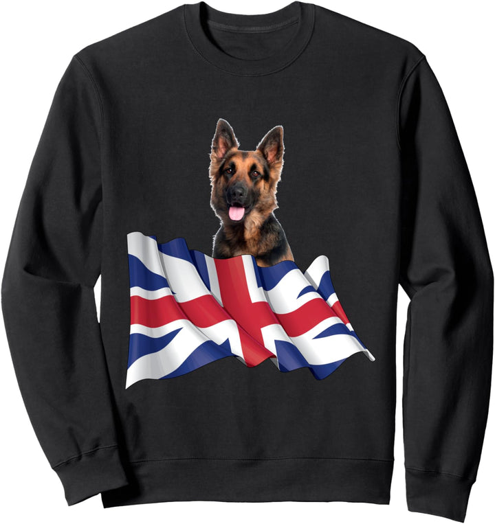 Union Jack Flag Dog German Shepherd Sweatshirt