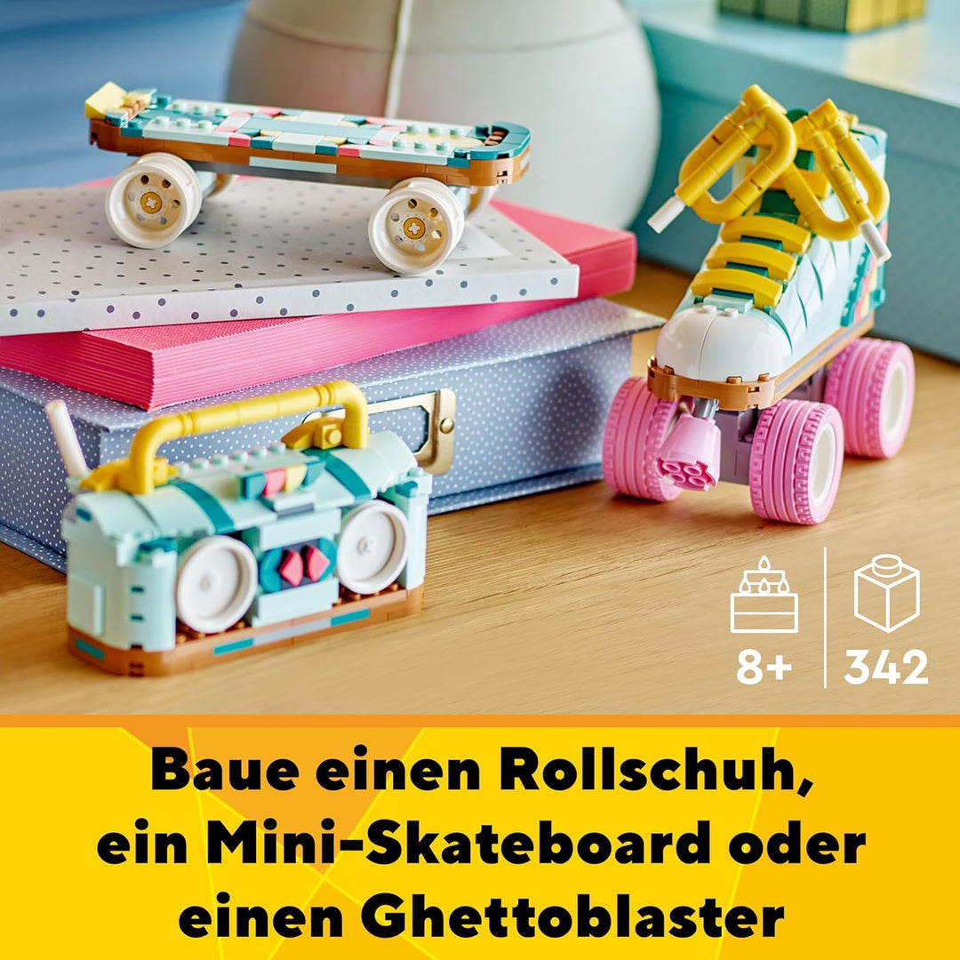 LEGO Creator 3in1 Rollschuh Spielzeug für Mädchen und Jungen mit Mini-Skateboard und Boombox, Retro-