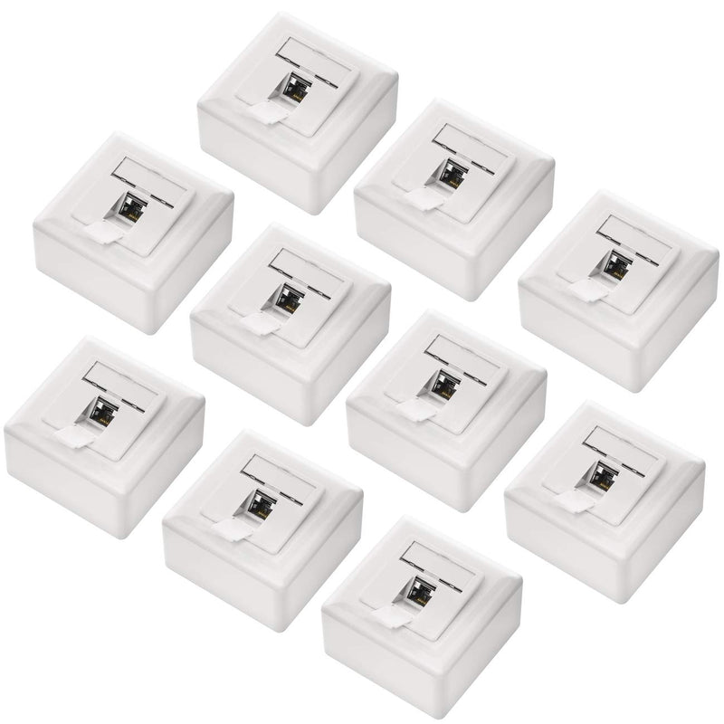 deleyCON 10x CAT6a Universal Netzwerkdose - 1x RJ45 Port - Geschirmt - Aufputz oder Unterputz - 10 G