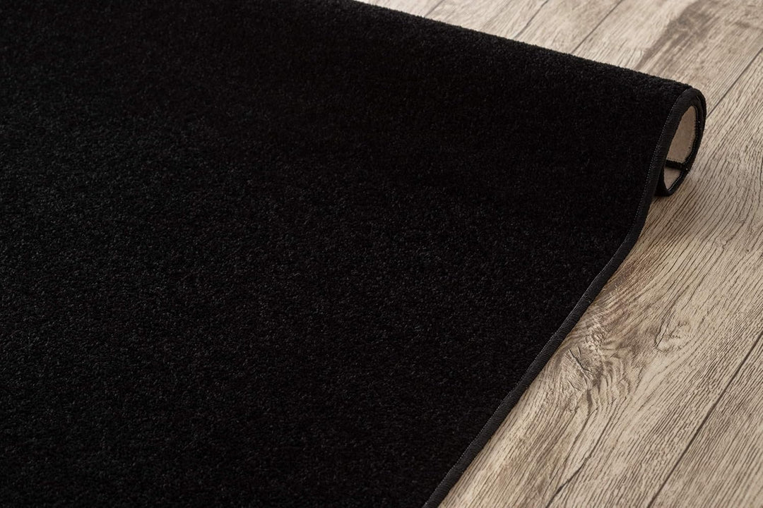 Einfarbiger Teppich Trendy für Zimmer, Wohnzimmer, Schlafzimmer, Teppichboden Auslegware, schwarz, V