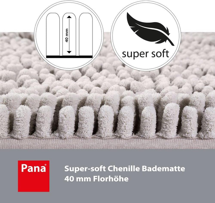 PANA Chenille Badematte in versch. Farben und Grössen • Badteppich aus weichen Fasern • saugstark &