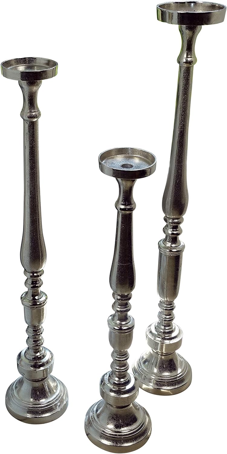 Kerzenständer Kerzenhalter Aluminium Deko Gross Silber Raw - Kerzenleuchter Modern aus Metall - XXL