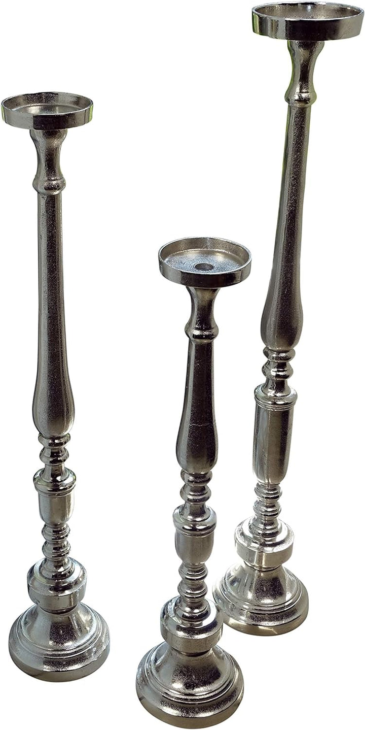 Kerzenständer Kerzenhalter Aluminium Deko Gross Silber Raw - Kerzenleuchter Modern aus Metall - XXL