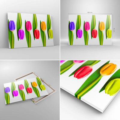 Bilder auf Leinwand 100x70cm Leinwandbild Tulpe Blume Garten Komposition Gross Wanddeko Bild Schlafz