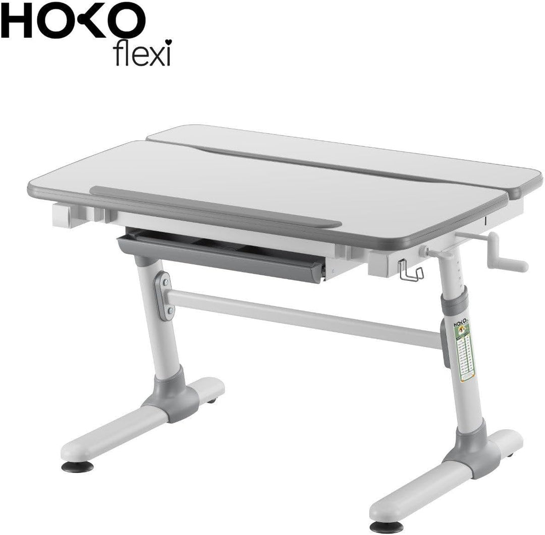 HOKO® Ergo Lana rutschfeste Handballenauflage mit Buchstopper für Kinderschreibtisch, Farbe Grau. Er