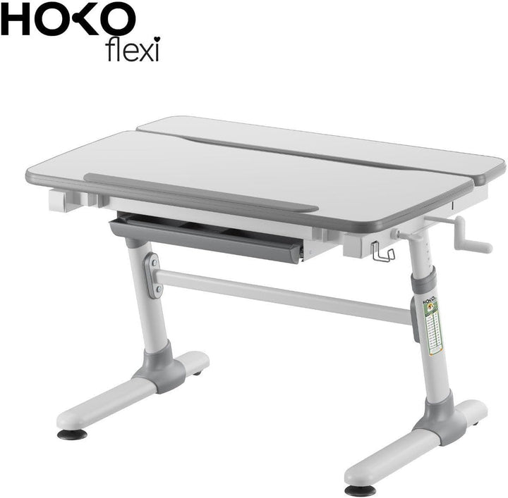 HOKO® Ergo Lana rutschfeste Handballenauflage mit Buchstopper für Kinderschreibtisch, Farbe Grau. Er