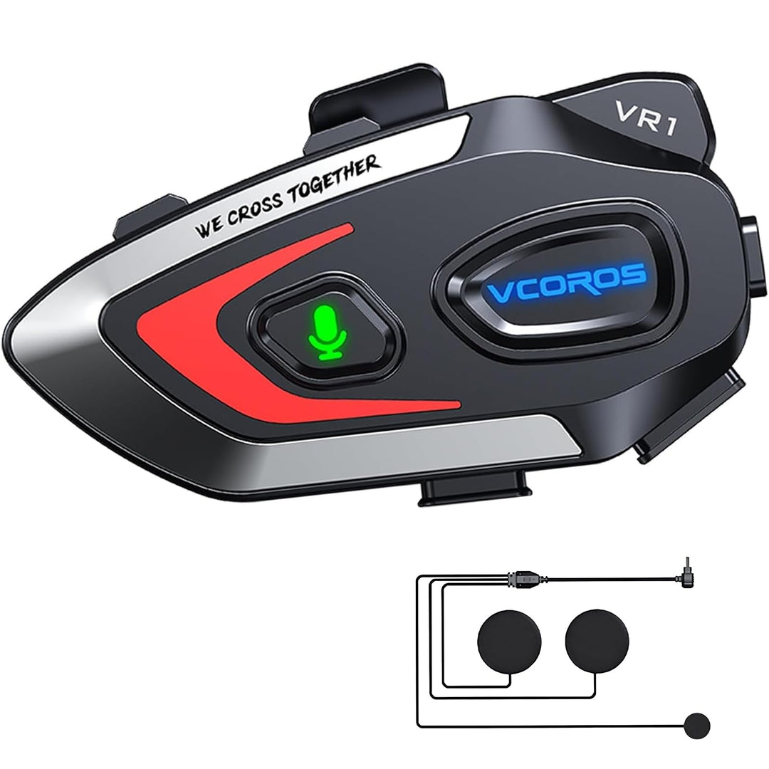 VCOROS Motorrad Helm Headset VR1,Motorcycle Kopfhörer Helmet Nur für eine Person,Wasserdicht IPX6, M