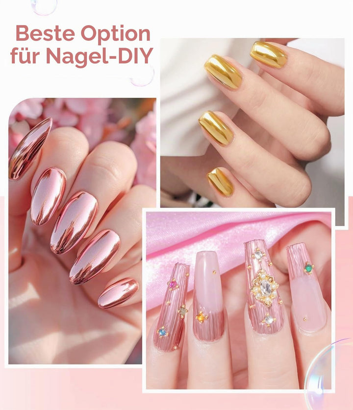 BISHENGYF 12 Chrom Glitzer Pulver, Spiegel Effekt Chrome Pigmente für Nagelkunst und Nageldesign Sta