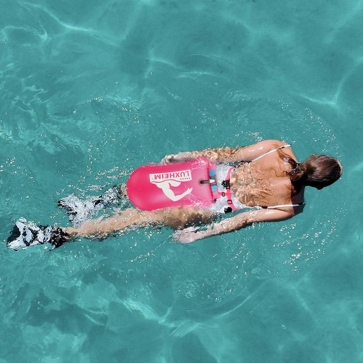 2 Pack Schwimmen Boje Schleppschwimmer für Open Water Schwimmen gut sichtbar Schwimmer Dry Bag wasse
