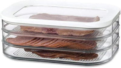 Mepal 2-tlg Vorratsdosen Frühstücks-Set Stora Weiss – Knäckebrotdose mit Kühlschrankdose – zur Aufbe