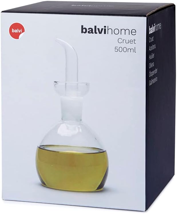 balvi - Basics Ölspender aus durchsichtigem Glas und einem Fassungsvermögen von 500 ml. Mit Tropfsch