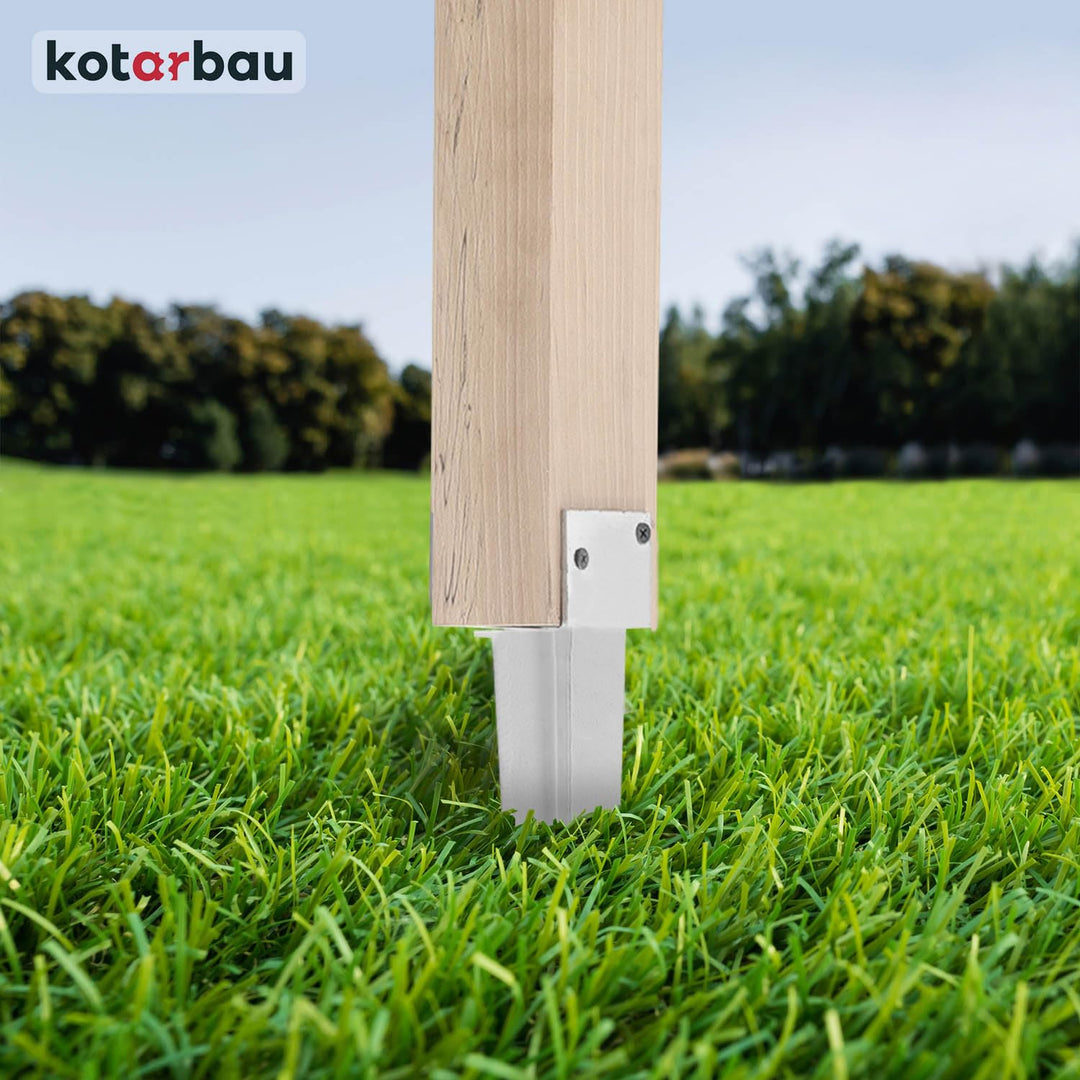 KOTARBAU® 4er Set L Pfostenträger zum Einschlagen - 500 mm - Einschlag Erdanker - 50 x 60 mm - Boden