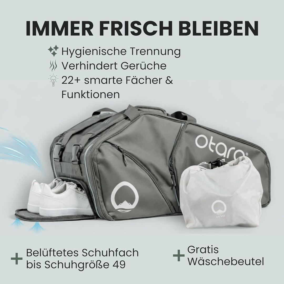 OTARO Tennistasche 82L mit Schuhfach & kühlenden Thermofächern – 3 in 1 Tragesystem, wasserabweisend