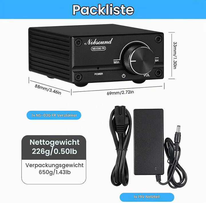 Nobsound 100W Full Frequency Mono Channel Digital Power Amplifier Audio Mini Amp with Power Supply (