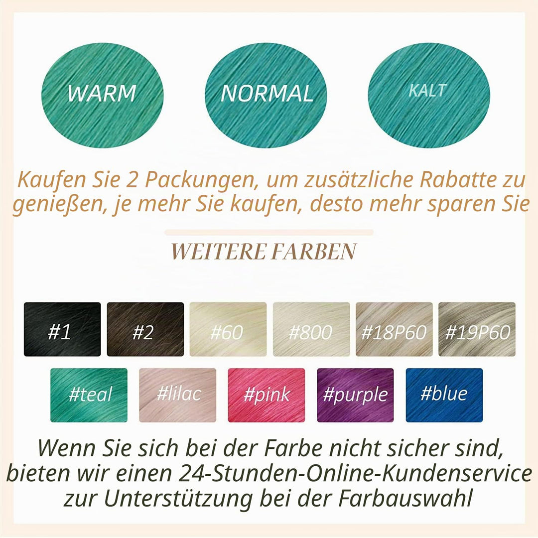 RUNATURE Extension Echthaar Bondings Teal 35cm Keratin Bonding Extensions Echthaar Unsichtbar Haarve