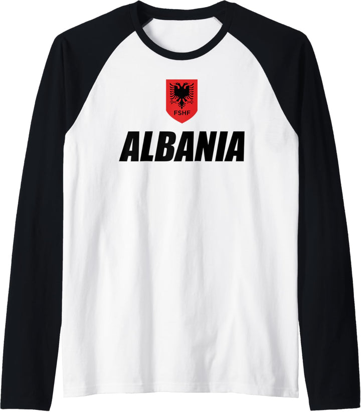 Albanian Eagle Gift Shqiperia Football Tee Flag Of Albania Raglan