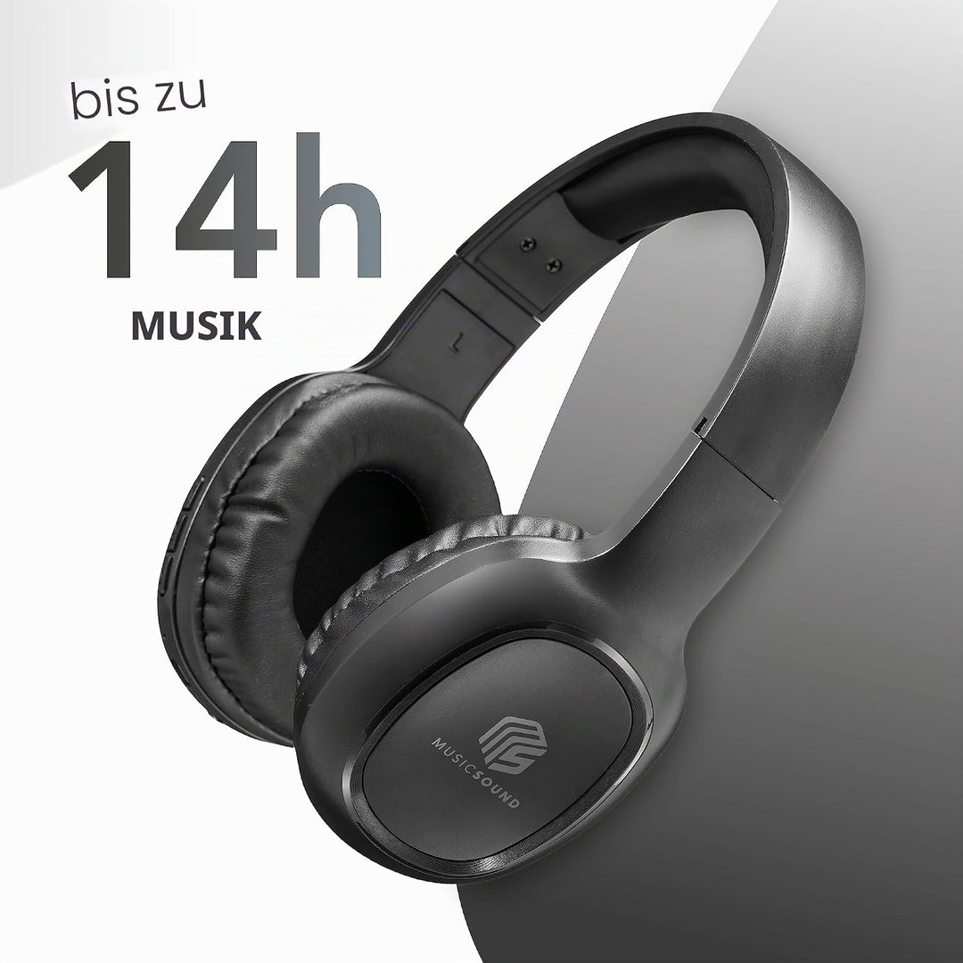 Music Sound | Bluetooth Kopfhörer Basic | Ohrmuschel-Bluetooth-Kopfhörer mit Ausziehbarem Kopfband –