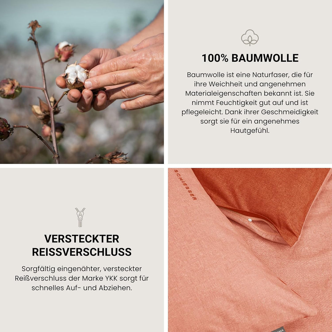 Schiesser Wende-Bettwäscheset Doubleface in angenehm glatter Renforcé Qualität, Made IN Green, Farbe