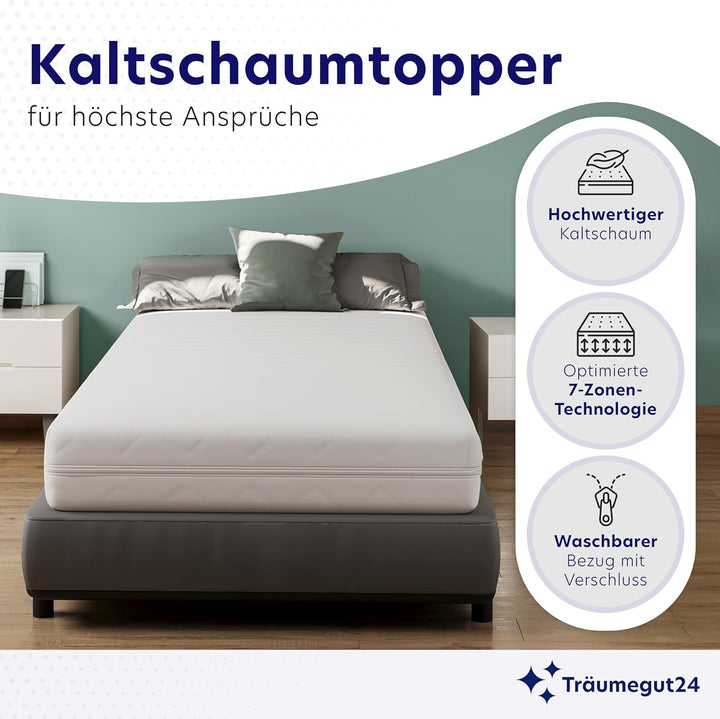 Träumegut24-10cm Ergonomische Kaltschaum Matratzenauflage Matratzentopper Matratzenschoner Topper -